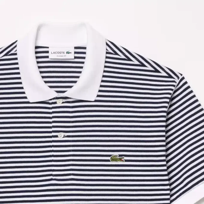 メンズ クラシックフィット L.12.12 ストライプ プチピケ ポロシャツ メンズ クラシックフィット L.12.12 ストライプ プチピケ ポロシャツ