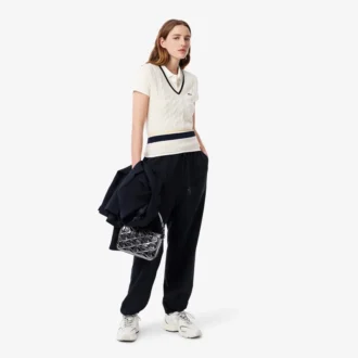 レディース スリムフィット L.12.D リブ編みコットンポロシャツ レディース スリムフィット L.12.D リブ編みコットンポロシャツ