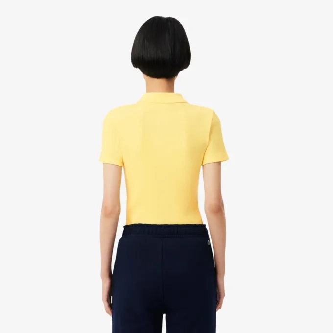 レディース スリムフィット L.12.D リブ編みコットンポロシャツ レディース スリムフィット L.12.D リブ編みコットンポロシャツ