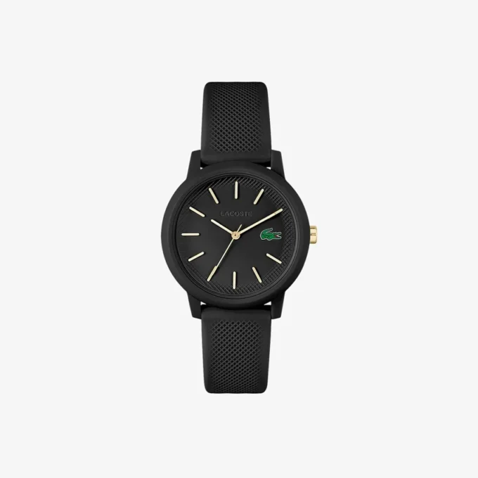 Lacoste 12.12 ブラック シリコンストラップ 時計 Lacoste 12.12 ブラック シリコンストラップ 時計