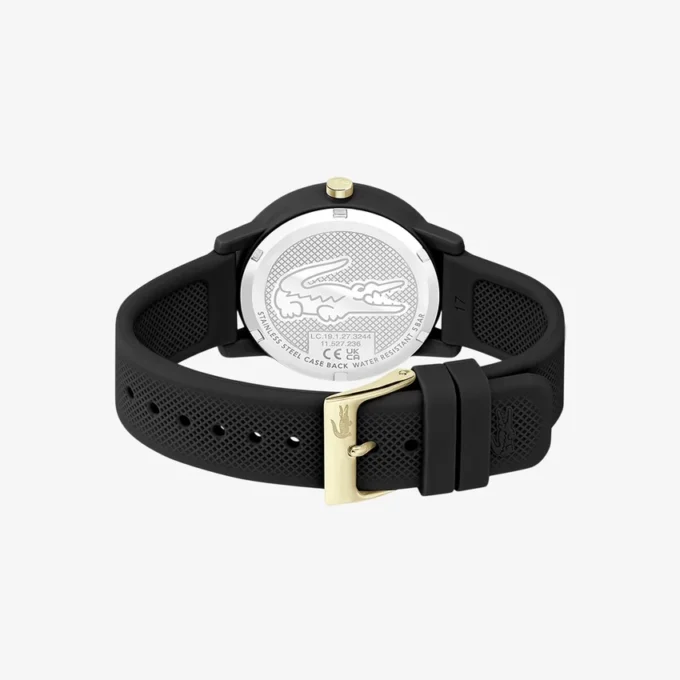 Lacoste 12.12 ブラック シリコンストラップ 時計 Lacoste 12.12 ブラック シリコンストラップ 時計