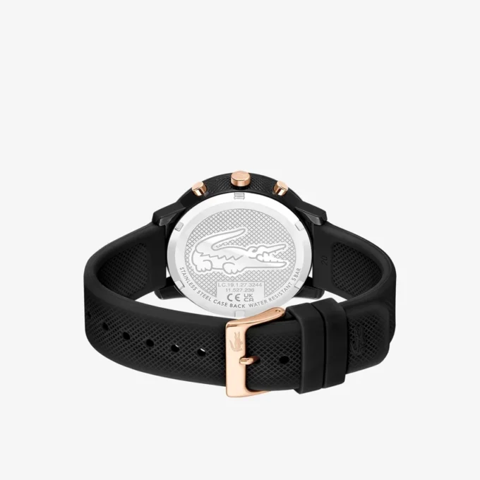 Lacoste 12.12 クロノ 時計 ブラック＆カーネーションゴールド シリコン