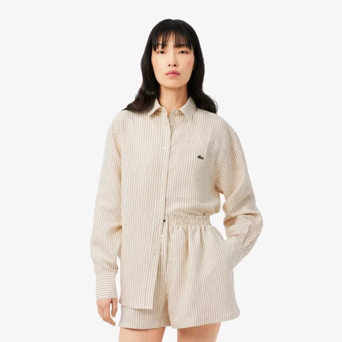 オーバーサイズ リネンブレンドシャツ