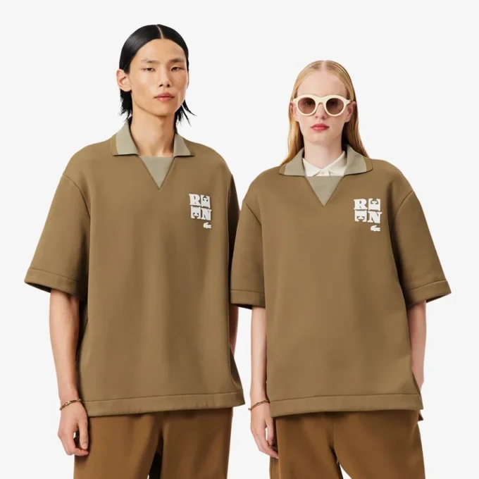 ランウェイ・バッジ・アクセント オーバーサイズ サテン ポロシャツ ランウェイ・バッジ・アクセント オーバーサイズ サテン ポロシャツ