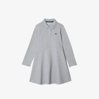 キッズ ロングスリーブ ストレッチ ピケ ポロワンピース