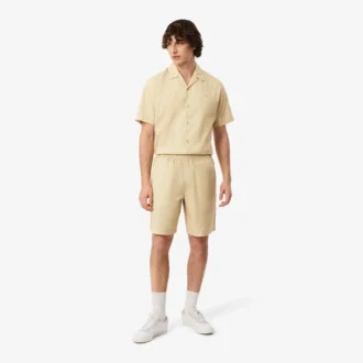 クロコダイルプリントストライプ コットンショーツ