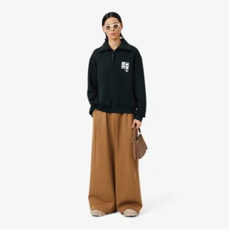 ランウェイ ハイネック ジップアップ バッジアクセント スウェットシャツ