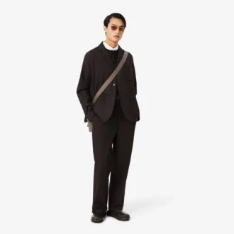 ストレートフィットのストライプ柄コットンスーツパンツ