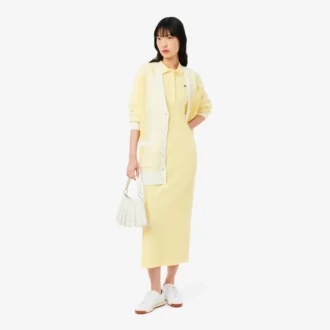 レディース ロング リブコットン ポロワンピース レディース ロング リブコットン ポロワンピース