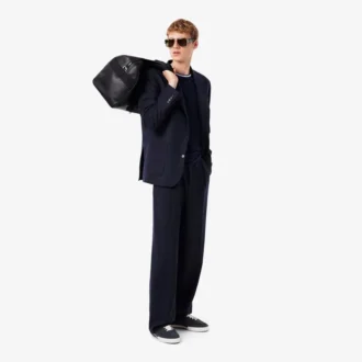 メンズ ストレートフィット フェルト加工ウールパンツ