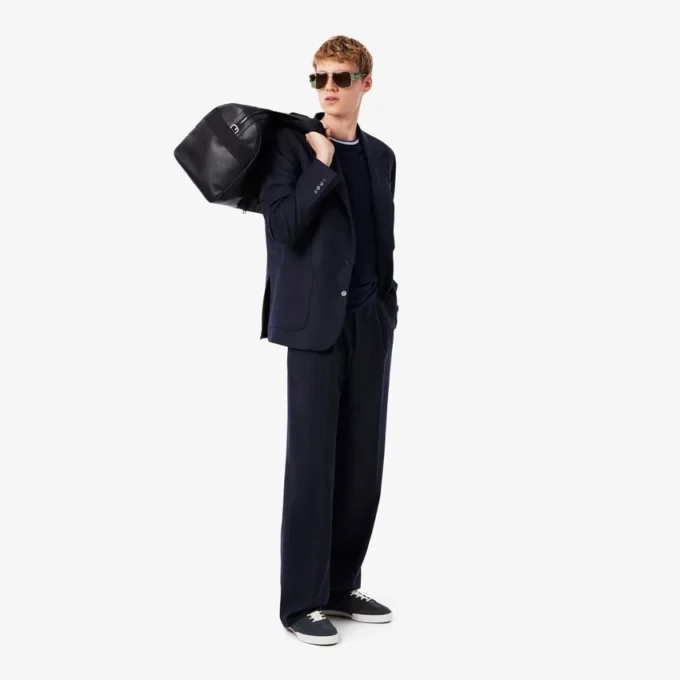メンズ ストレートフィット フェルト加工ウールパンツ メンズ ストレートフィット フェルト加工ウールパンツ