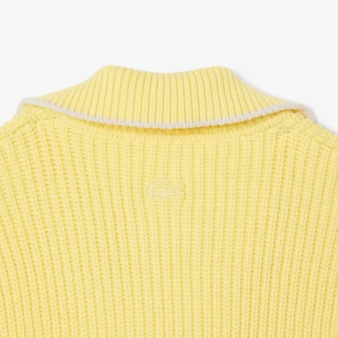 ジップ付きコットンバッジアクセントセーター ジップ付きコットンバッジアクセントセーター