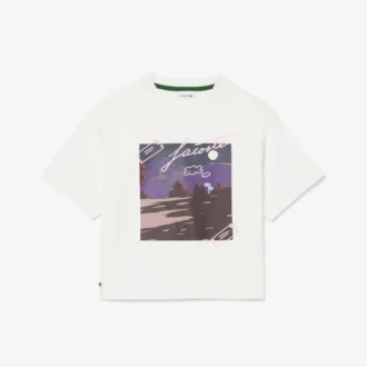 ガールズ用プリントコットンTシャツ