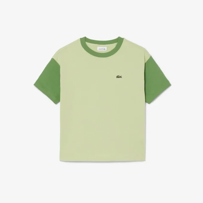 コントラストトリム コットンTシャツ