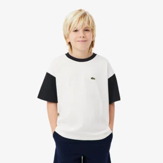 コントラストトリム コットンTシャツ