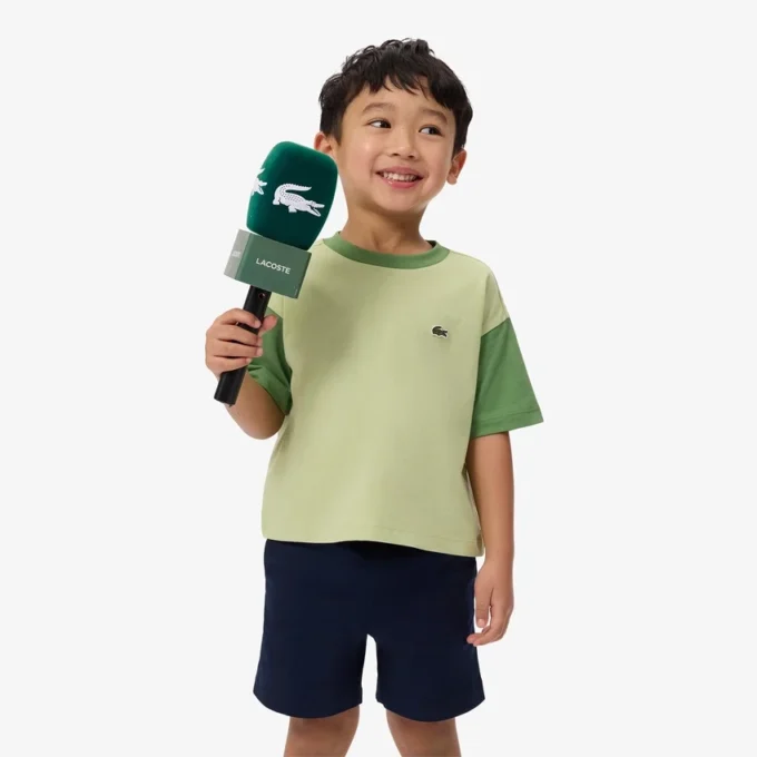 コントラストトリム コットンTシャツ