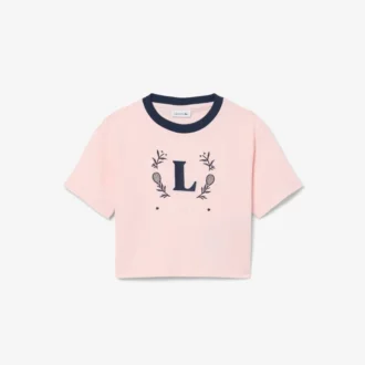 コントラストバッジ付きコットンTシャツ