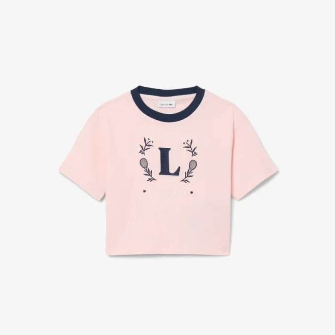 コントラストバッジ付きコットンTシャツ