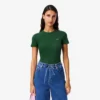 レディース スリムフィット リブ編みコットンTシャツ レディース スリムフィット リブ編みコットンTシャツ