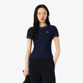 レディース コントラストトリム ジャージーTシャツ