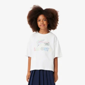 ガールズ用 オーバーサイズプリントコットンTシャツ