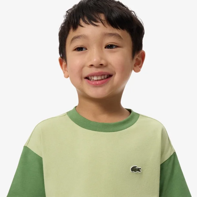 コントラストトリム コットンTシャツ