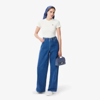 レディース スリムフィット リブ編みコットンTシャツ レディース スリムフィット リブ編みコットンTシャツ
