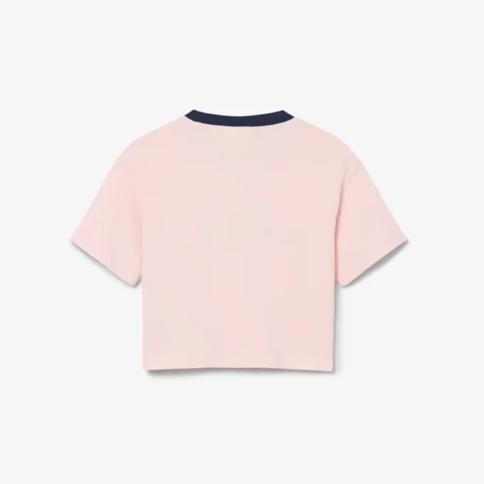 コントラストバッジ付きコットンTシャツ
