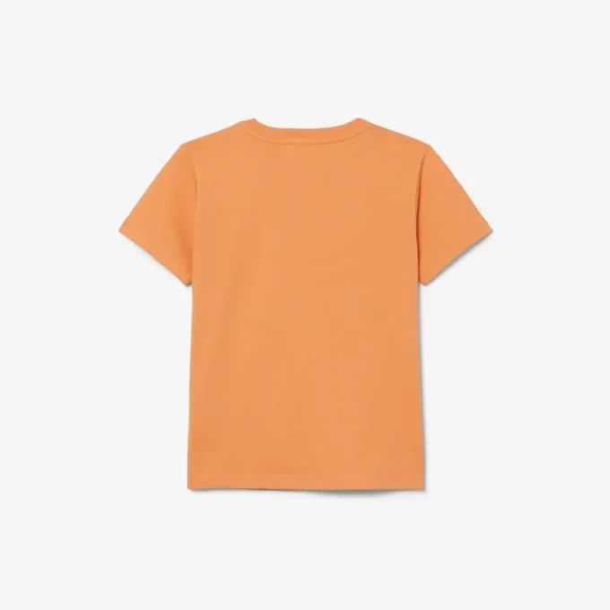 バッジがアクセントのコットンTシャツ