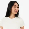 レディース スリムフィット リブ編みコットンTシャツ