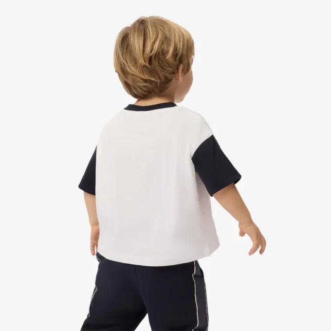 コントラストトリム コットンTシャツ