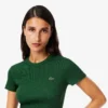 レディース スリムフィット リブ編みコットンTシャツ レディース スリムフィット リブ編みコットンTシャツ