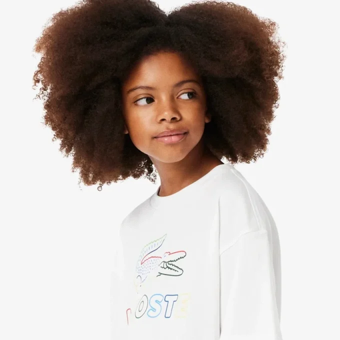 ガールズ用 オーバーサイズプリントコットンTシャツ