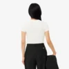 レディース スリムフィット リブ編みコットンTシャツ