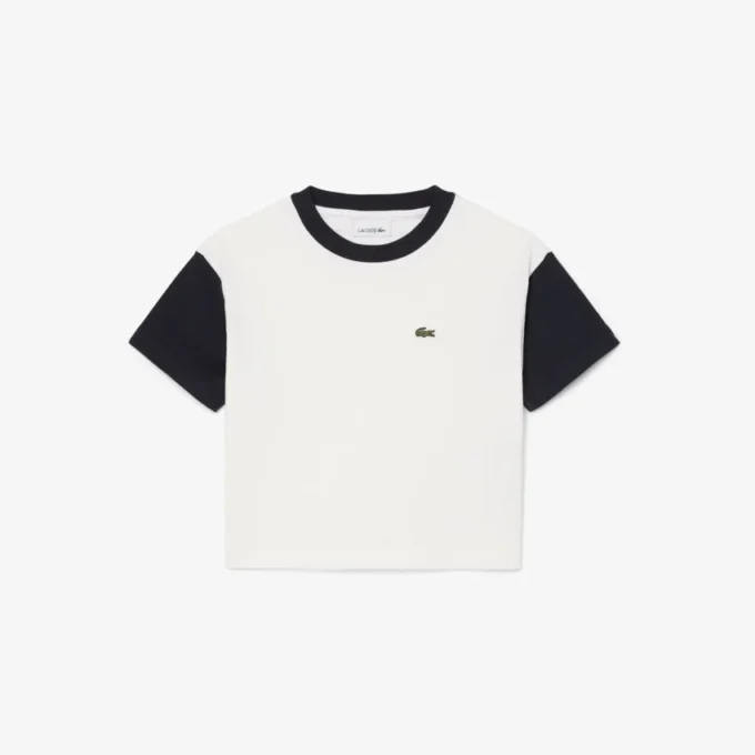 コントラストトリム コットンTシャツ