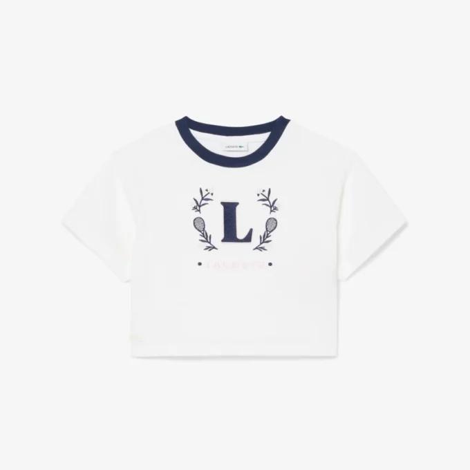 コントラストバッジ付きコットンTシャツ