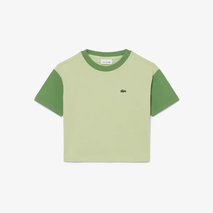 コントラストトリム コットンTシャツ