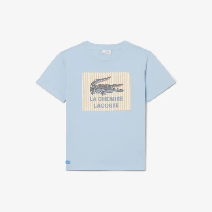 バッジがアクセントのコットンTシャツ