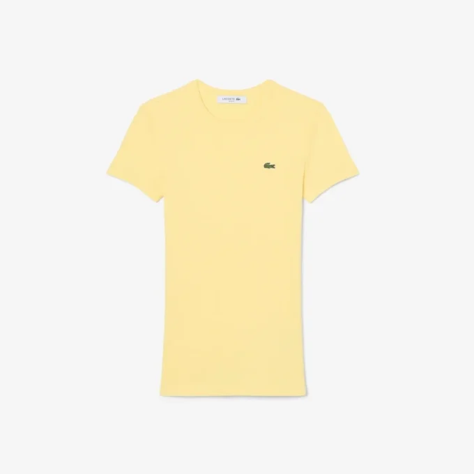 レディース スリムフィット リブ編みコットンTシャツ レディース スリムフィット リブ編みコットンTシャツ