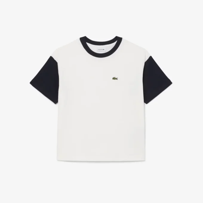コントラストトリム コットンTシャツ