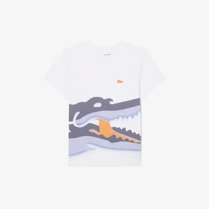 クロコダイルプリントコットンTシャツ