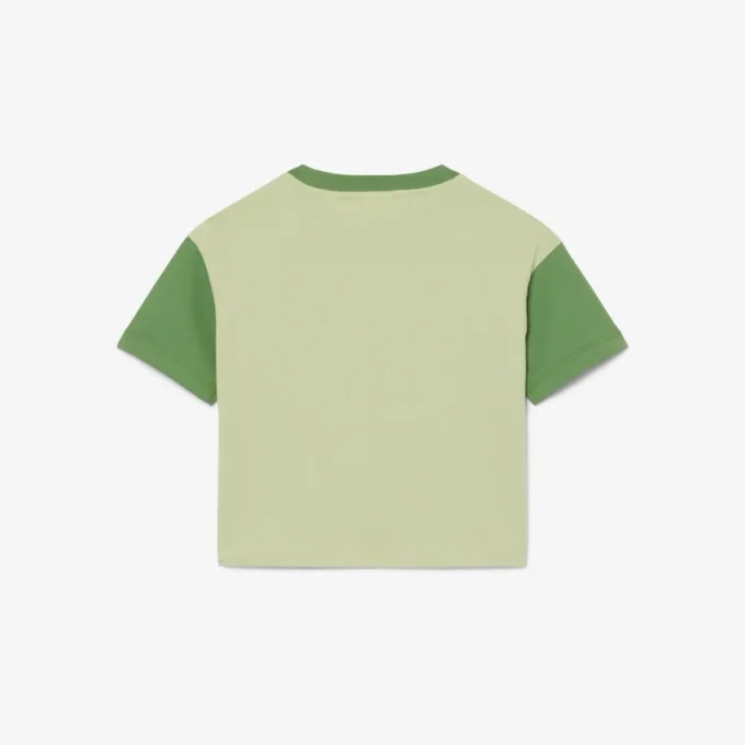 コントラストトリム コットンTシャツ
