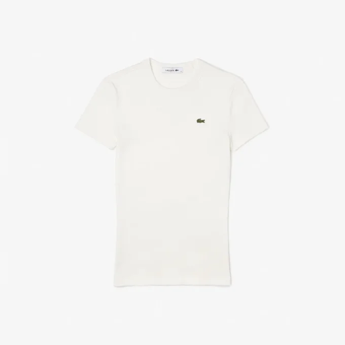 レディース スリムフィット リブ編みコットンTシャツ