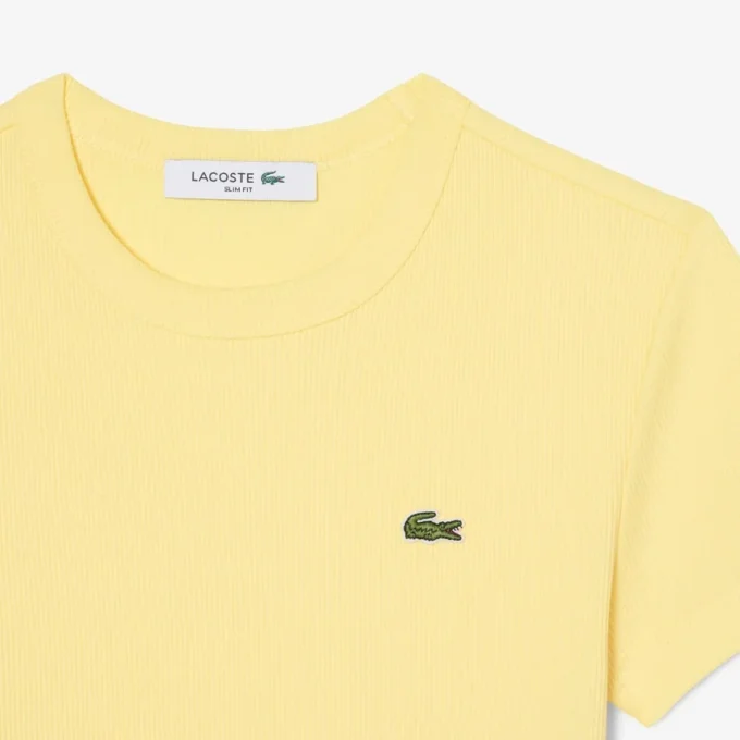レディース スリムフィット リブ編みコットンTシャツ レディース スリムフィット リブ編みコットンTシャツ