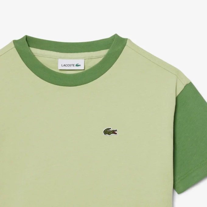 コントラストトリム コットンTシャツ