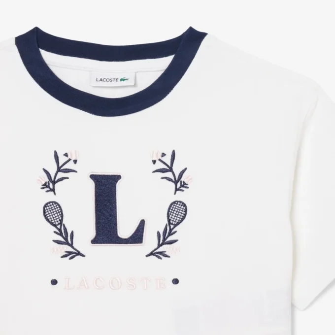 コントラストバッジ付きコットンTシャツ