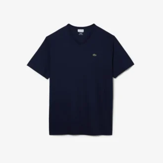 メンズ トールフィット リブ編みVネック コットンTシャツ メンズ トールフィット リブ編みVネック コットンTシャツ
