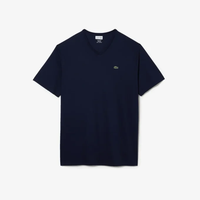 メンズ トールフィット リブ編みVネック コットンTシャツ メンズ トールフィット リブ編みVネック コットンTシャツ