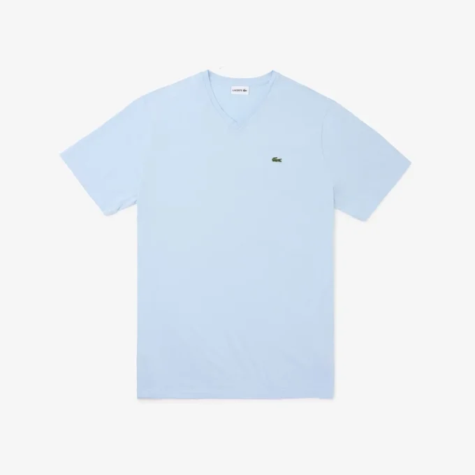 メンズ トールフィット リブ編みVネック コットンTシャツ メンズ トールフィット リブ編みVネック コットンTシャツ