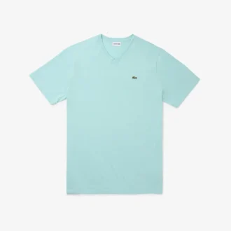メンズ トールフィット リブ編みVネック コットンTシャツ